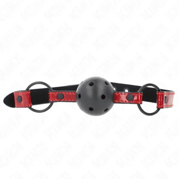 KINK - 4,5 CM BALL GAG IN GLANZEND KUNSTLEER 63,5 X 2 CM VERSTELBAAR 41 X 59 CM