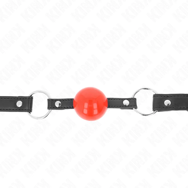 KINK - 4 CM BALL GAG MET RODE BALL HANGSLOT ZWARTE BAND 60 x 2 CM
