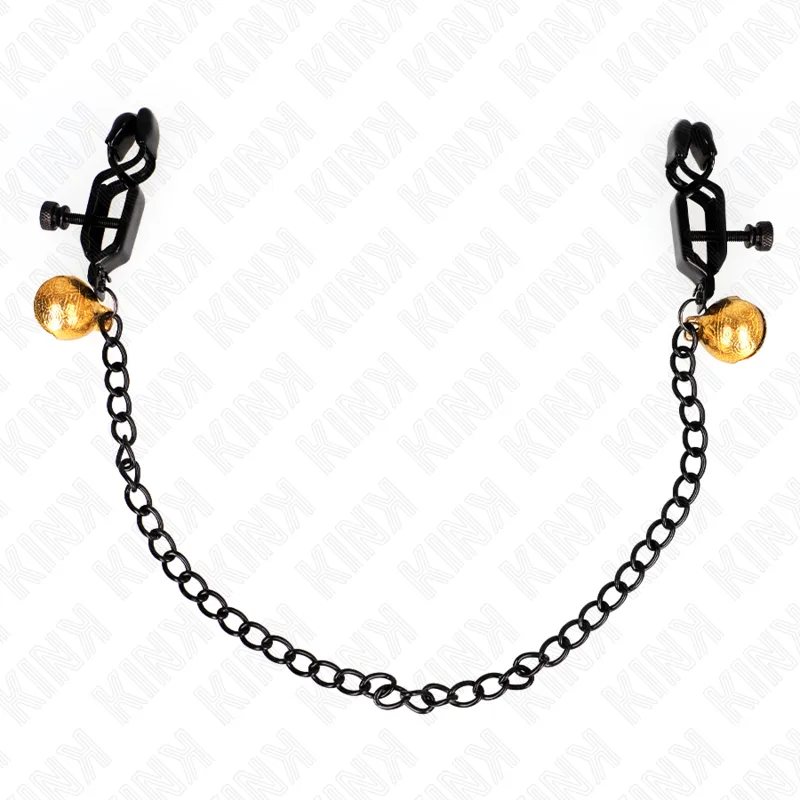 KINK - ZWARTE PLATTE TEPELKLEMMEN MET BEL EN ZILVEREN KETTING 30 CM