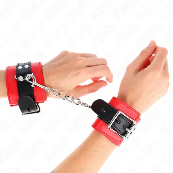 KINK - RODE POLSBANDJES MET VERSTELBARE ZWARTE BAND 17-28 CM X 6 CM