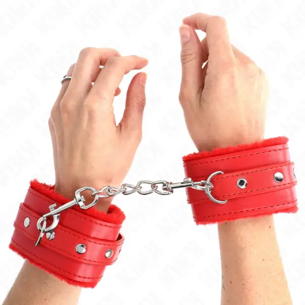 KINK - PREMIUM ROOD GEVOERDE POLSBANDJES MET VERSTELBARE RODE BAND 17-29 CM X 6 CM