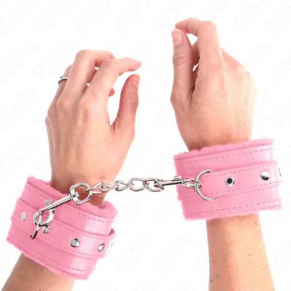 KINK - PREMIUM ROZE GEVOERDE POLSBANDJES MET VERSTELBARE ROZE BAND 17-29 CM X 6 CM