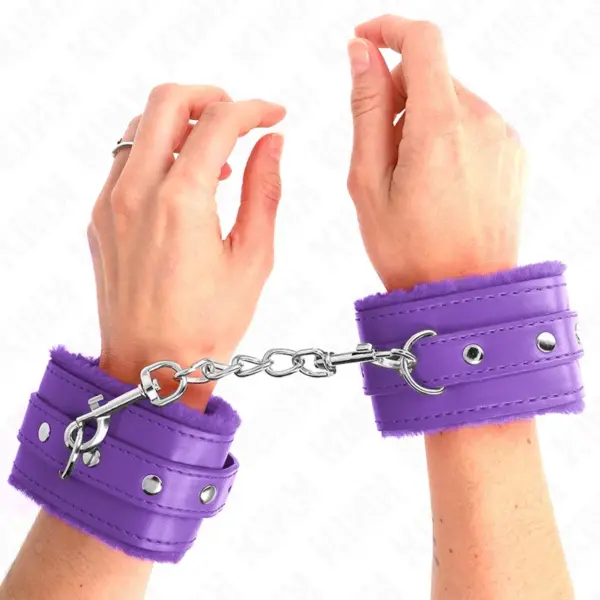 KINK - PREMIUM VIOLET GEVOERDE POLSBANDJES MET VERSTELBARE VIOLETTE BAND 17-29 CM X 6 CM
