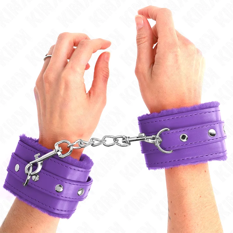 KINK - PREMIUM VIOLET GEVOERDE POLSBANDJES MET VERSTELBARE VIOLETTE BAND 17-29 CM X 6 CM