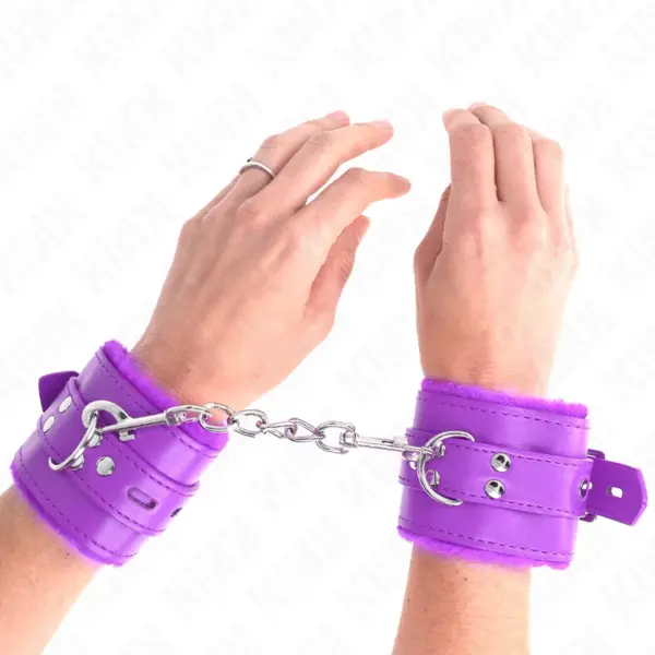 KINK - POLSBANDJES GEVOERD MET VIOLETTE VIERKANTE GATEN EN VERSTELBARE VIOLETTE BAND 17-29 CM X 6 CM