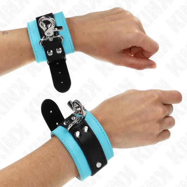KINK - PREMIUM ZWART/BLAUW VERSTELBARE POLSBANDJES 21-28 CM X 5,5 CM