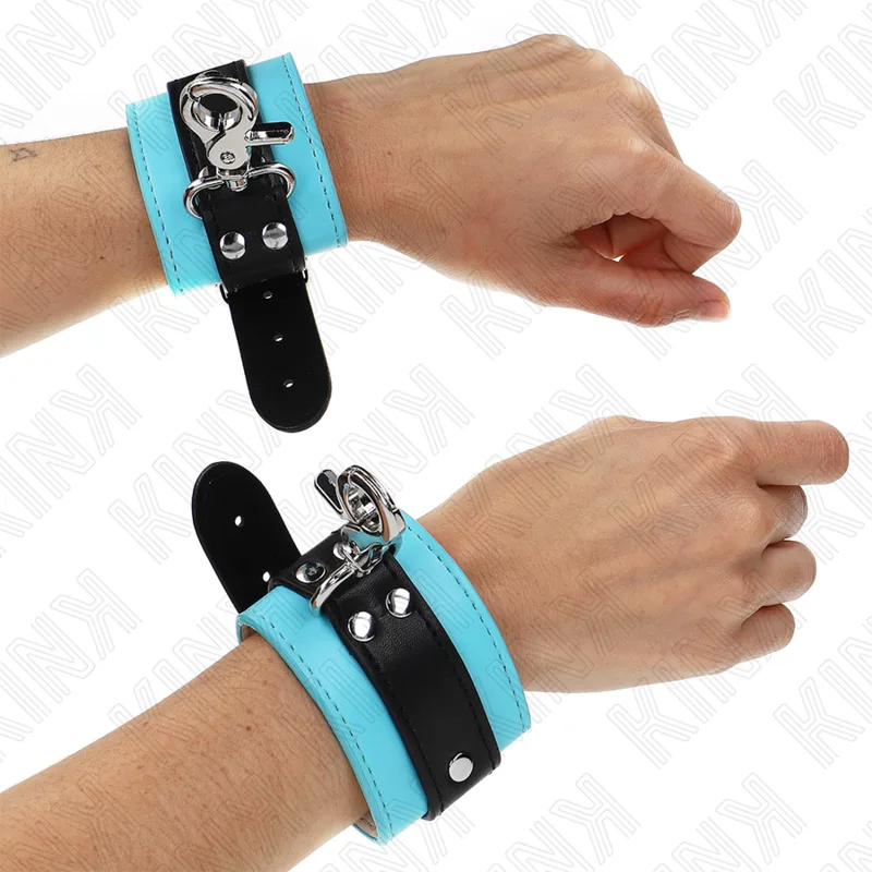 KINK - PREMIUM ZWART/BLAUW VERSTELBARE POLSBANDJES 21-28 CM X 5,5 CM