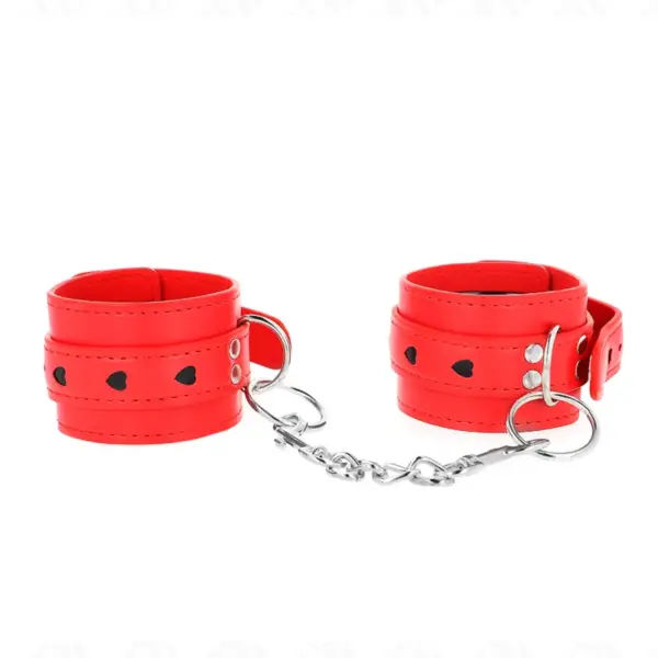 KINK - RODE POLSBANDJES MET ZWARTE HARTINLAY VERSTELBAAR 21-28 CM X 5,5 CM