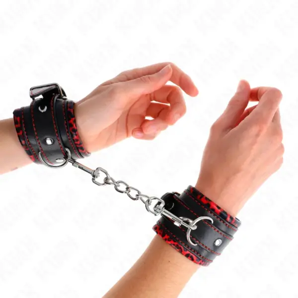 KINK - ROOD/ZWART GEVOERDE POLSBANDJES VERSTELBAAR 17-29 CM X 6 CM