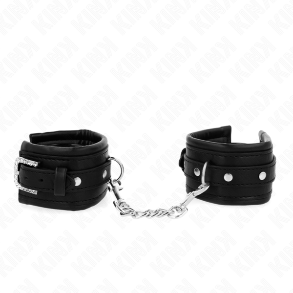 KINK - ZWARTE POLSBANDJES MET VERSTELBARE STRASS GESP 25-32 CM X 5,5 CM