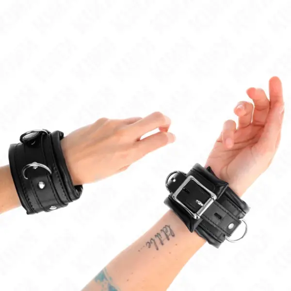 KINK - ZWARE POLSBANDJES MET ZWARTE VOERING VERSTELBAAR 20-30 CM X 6 CM