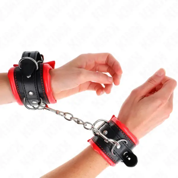 KINK - ZWARE POLSBANDJES MET RODE VOERING VERSTELBAAR 20-30 CM X 6 CM