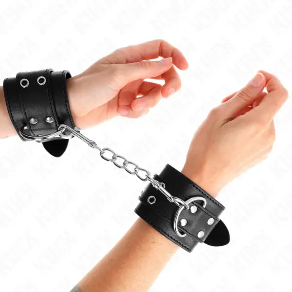 KINK - ZWARTE DUBBELE STUD LINE POLSBANDJES VERSTELBAAR 19-26 CM