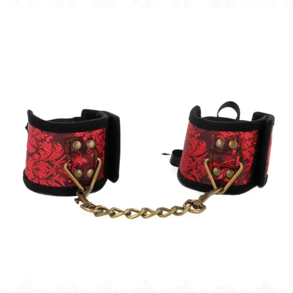 KINK - ROOD-ZWARTE SCANDAL DESIGN POLSBANDJES MET STRIKDETAIL 24,5 CM X 6,5 CM