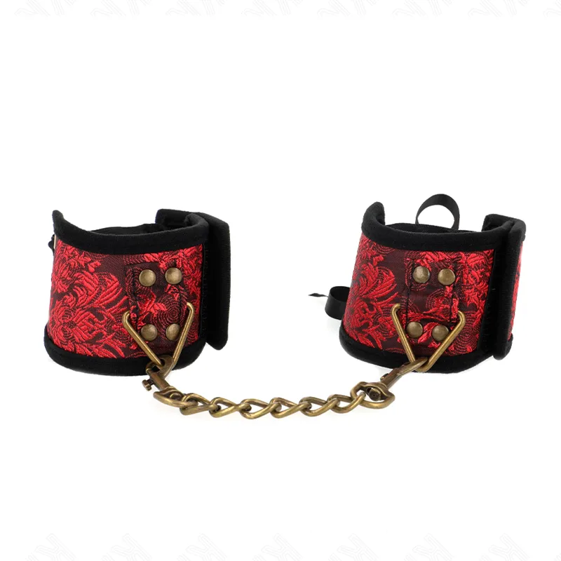 KINK - ROOD-ZWARTE SCANDAL DESIGN POLSBANDJES MET STRIKDETAIL 24,5 CM X 6,5 CM