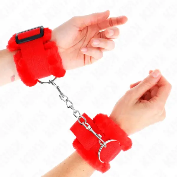 KINK - ROOD GEVOERDE VERSTELBARE POLSBANDJES 17-31 CM X 7 CM