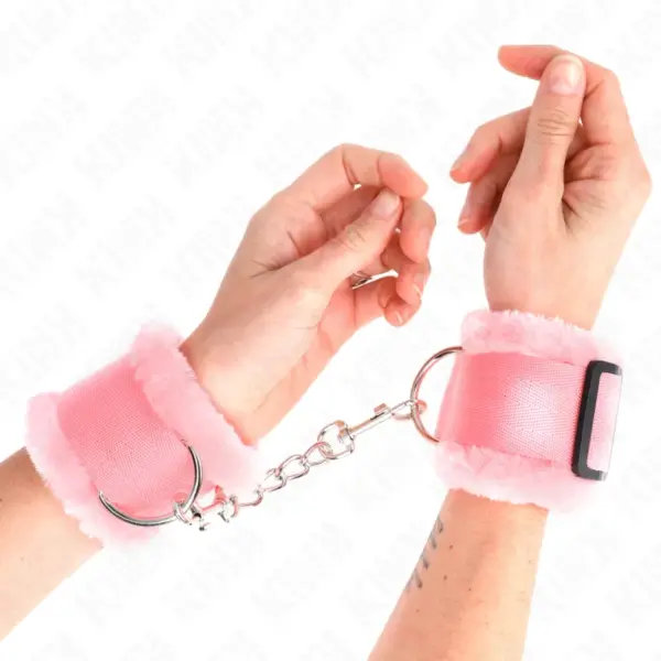 KINK - VERSTELBARE ROZE GEVOERDE POLSBANDJES 17-31 CM X 7 CM