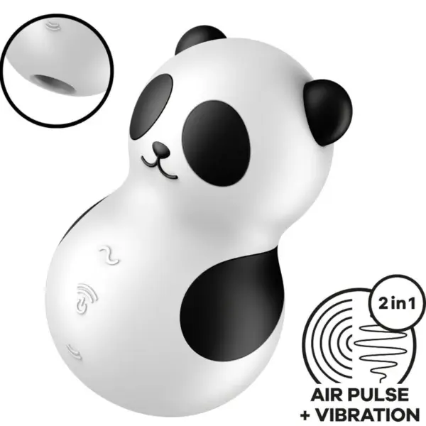 SATISFYER - POCKET PANDA STIMULATOR & VIBRATOR ZWART EN WIT