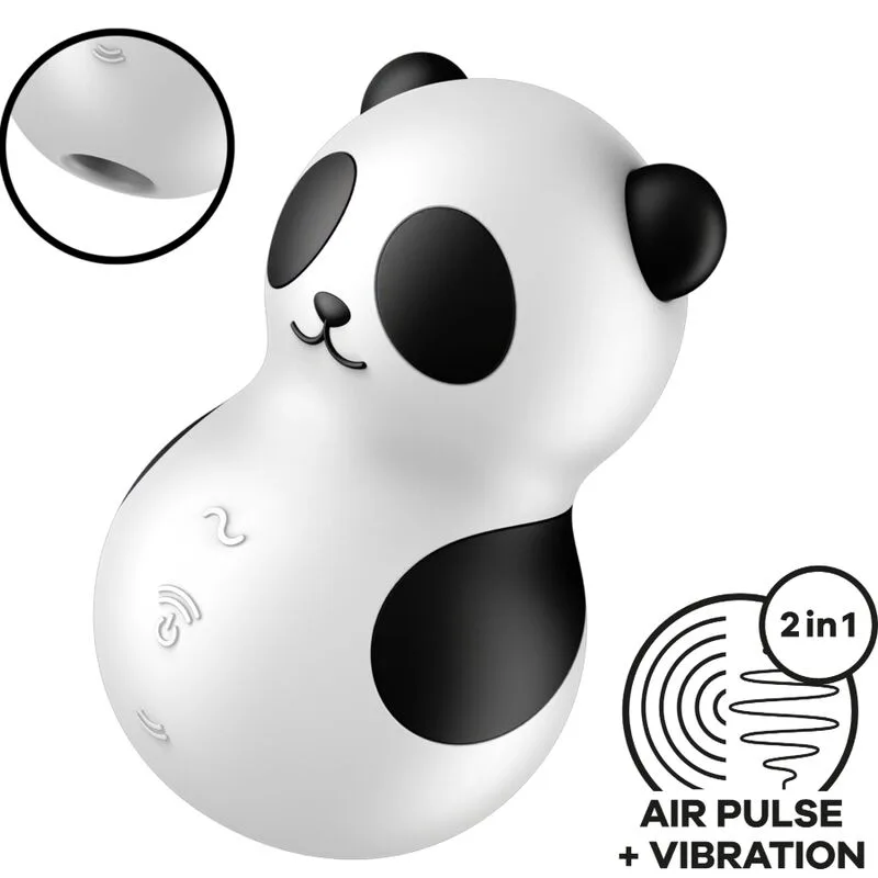 SATISFYER - POCKET PANDA STIMULATOR & VIBRATOR ZWART EN WIT
