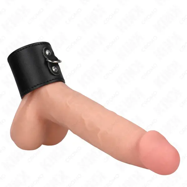 KINK - LEDEREN PENISRING MET DRUKSLUITING 18 X 5 CM
