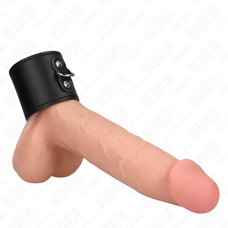 KINK - LEDEREN PENISRING MET DRUKSLUITING 18 X 5 CM