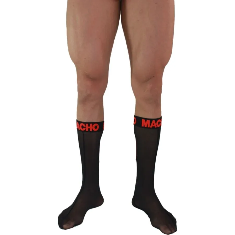 MACHO - DUNNE SOKKEN ZWART/ROOD ONE SIZE