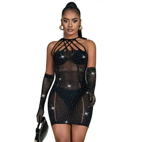 SUBBLIME - 952235 ZWARTE STRASS NETJURK ONE SIZE