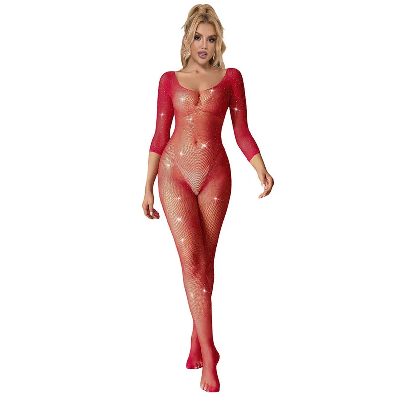 SUBBLIME - 952419 NETBORSTJE MET DIAMANTEN LANGE MOUW ROOD XS/M