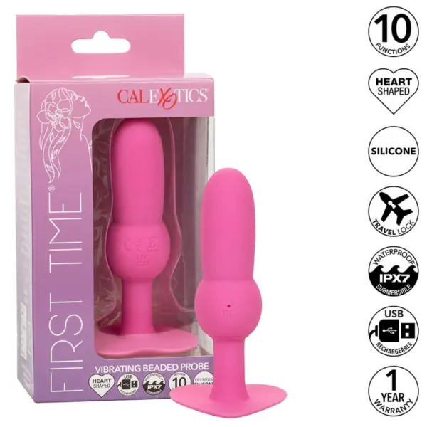 CALEXOTICS - EERSTE KEER ANAAL PLUG MET 10 VIBRATIE SOCKETS ROZE