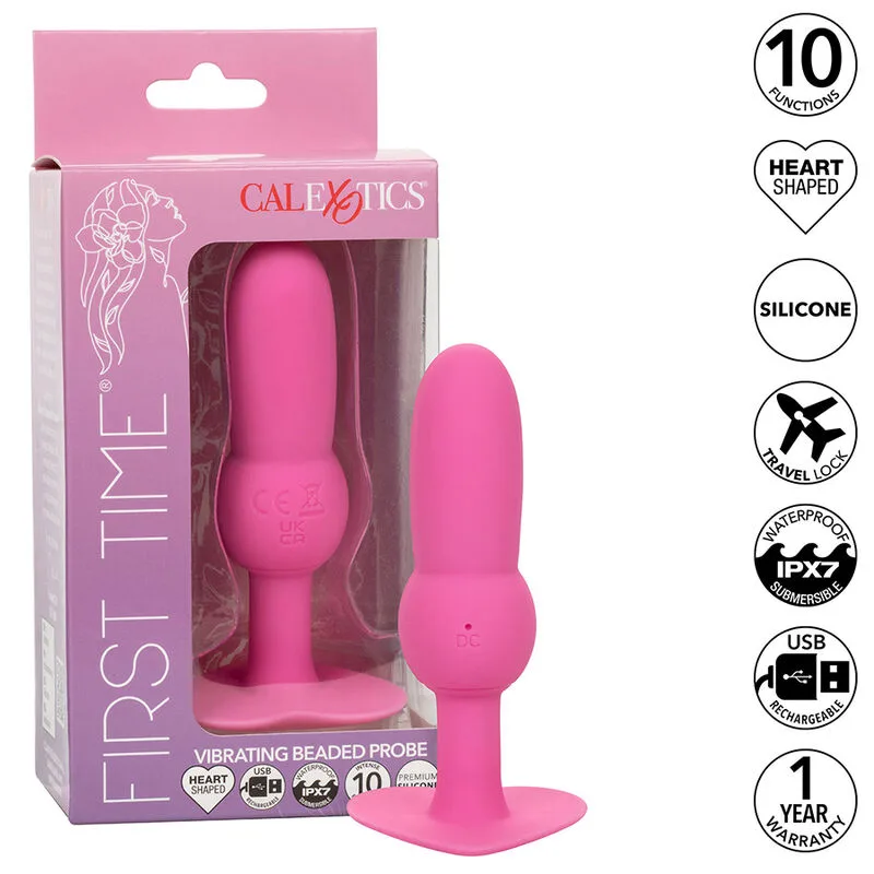 CALEXOTICS - EERSTE KEER ANAAL PLUG MET 10 VIBRATIE SOCKETS ROZE