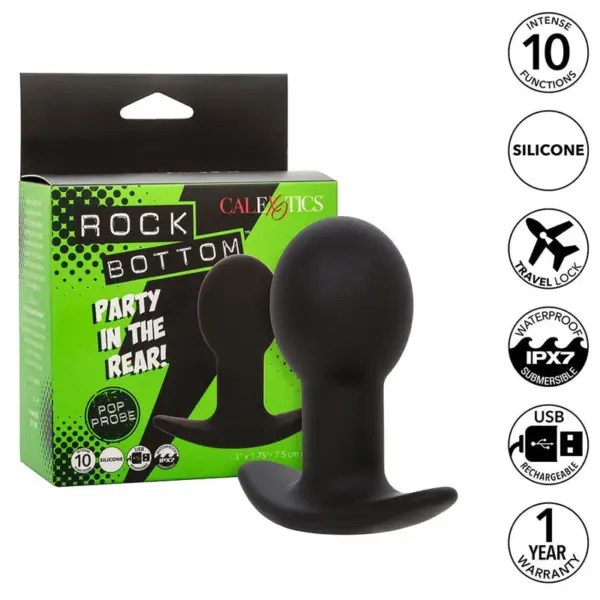 CALEXOTICS - ROCK BOTTOM ANAAL PLUG 10 VIBRATIES SILICONEN ZWART