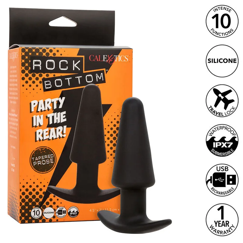 CALEXOTICS - ROCK BOTTOM TAPERED ANAL PLUG 10 VIBRATIES SILICONEN ZWART