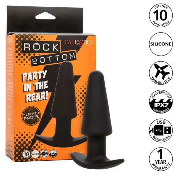 CALEXOTICS - ROCK BOTTOM TAPERED ANAL PLUG 10 VIBRATIES SILICONEN ZWART