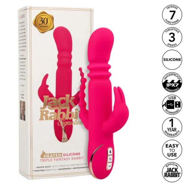 CALEXOTICS - JACK FANTASY TRIPLE VERWARMBARE VIBRATOR KONIJN ROZE