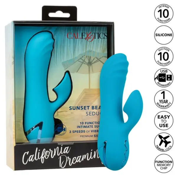 CALEXOTICS - SUNSET BEACH SEDUCER VIBRATOR EN STIMULATOR 10 FUNCTIES BLAUW