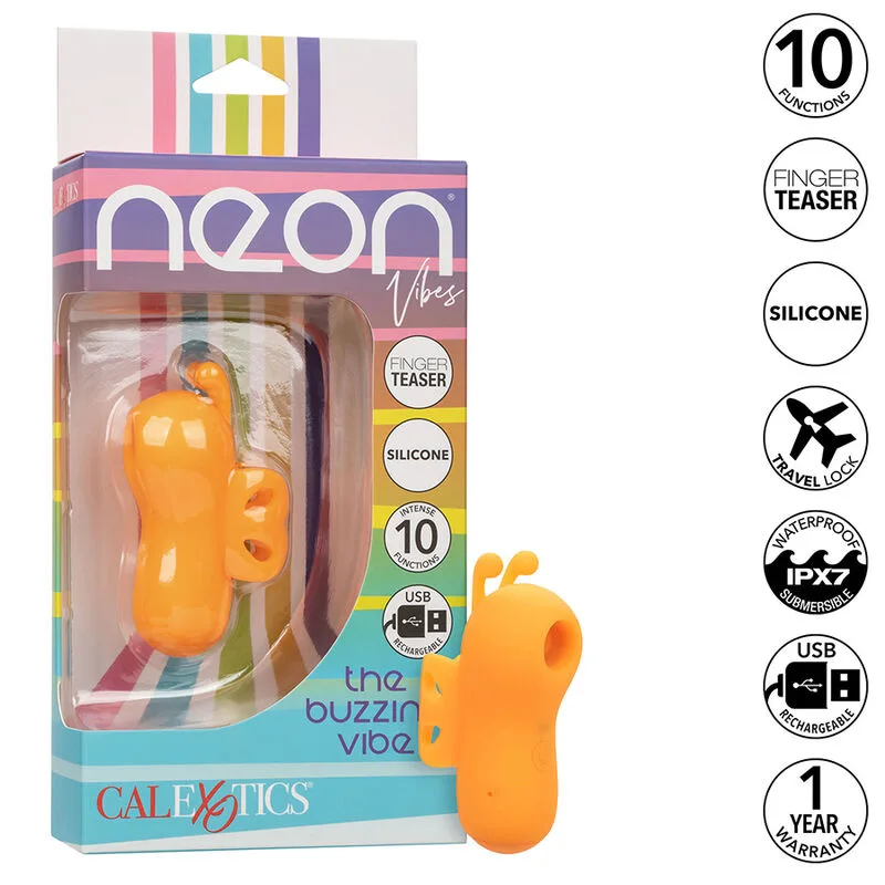 CALEXOTICS - NEON VIBES DE ZOEMENDE VIBE VINGERSTIMULATOR 10 VIBRATIES ORANJE