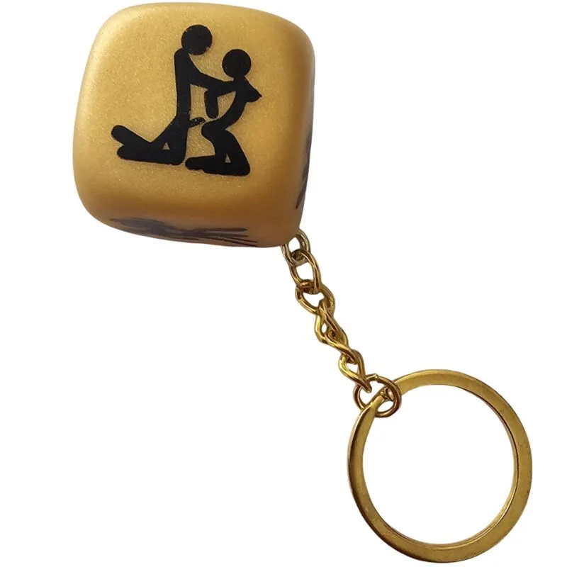 DIABLO PICANTE - GOUDEN Dobbelsteensleutelhanger met poses