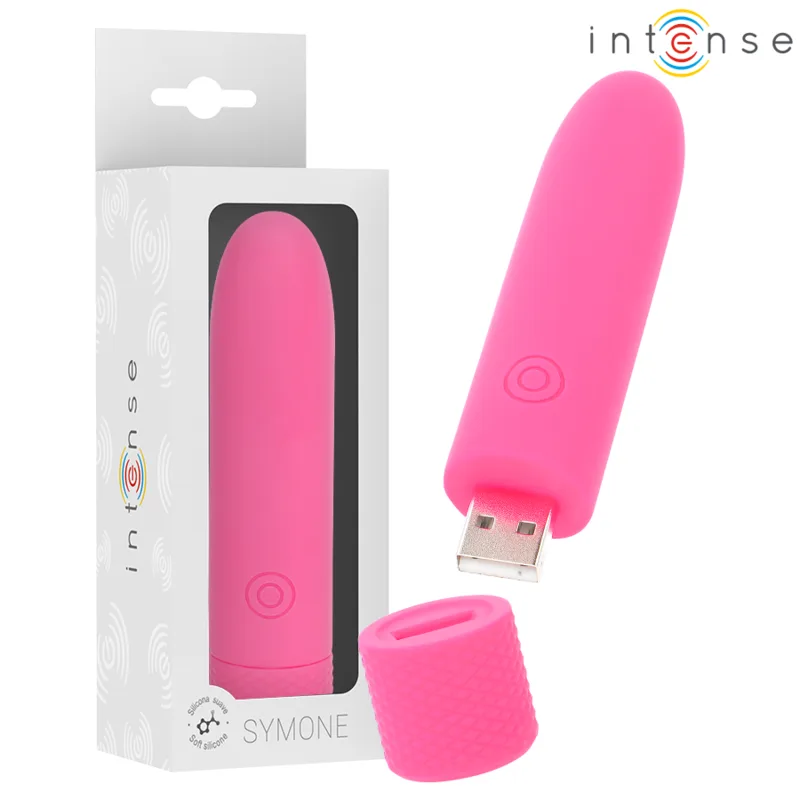 INTENSE - SYMONE USB OPLAADBARE VIBRATIEBOL 8 VIBRATIES ROZE 10 X 2,2 CM