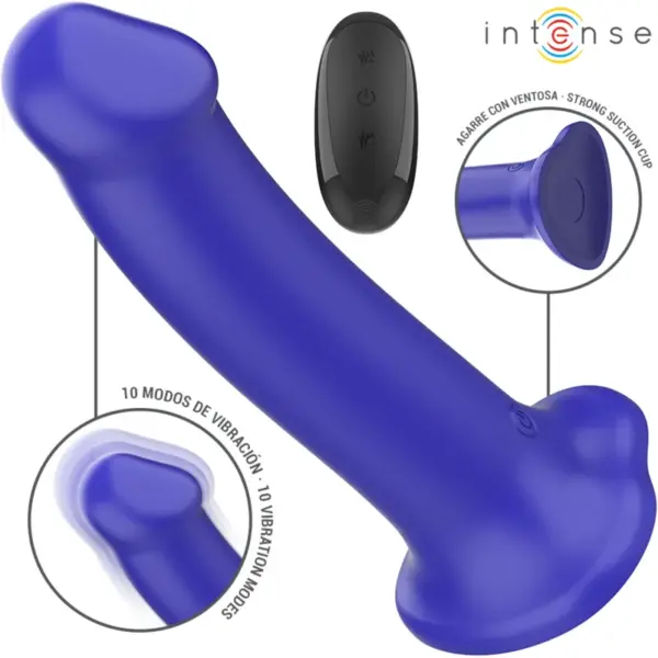 INTENSE - VICTORIA VIBRATOR MET ZUIGNAP 10 VIBRATIES DONKERBLAUWE AFSTANDSBEDIENING