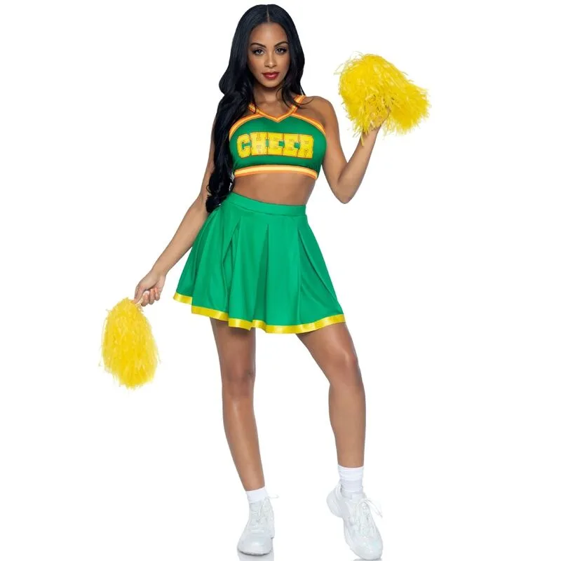 LEG AVENUE - GROEN CHEERLEADER KOSTUUM M/L