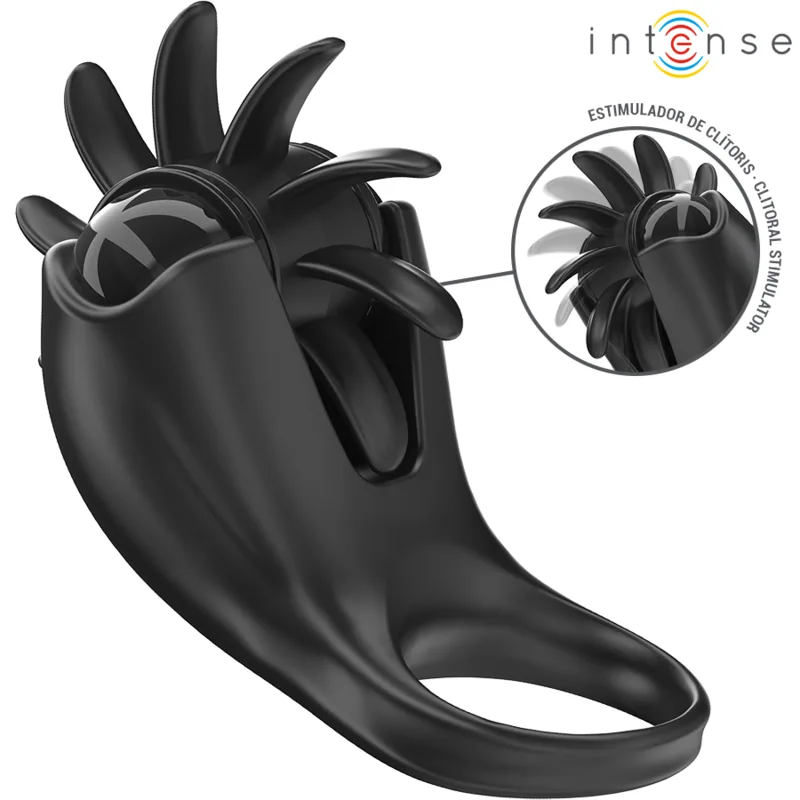 INTENSE - MABEL VIBRERENDE RING 10 VIBRATIES MET ZWARTE CLITORIS STIMULATOR