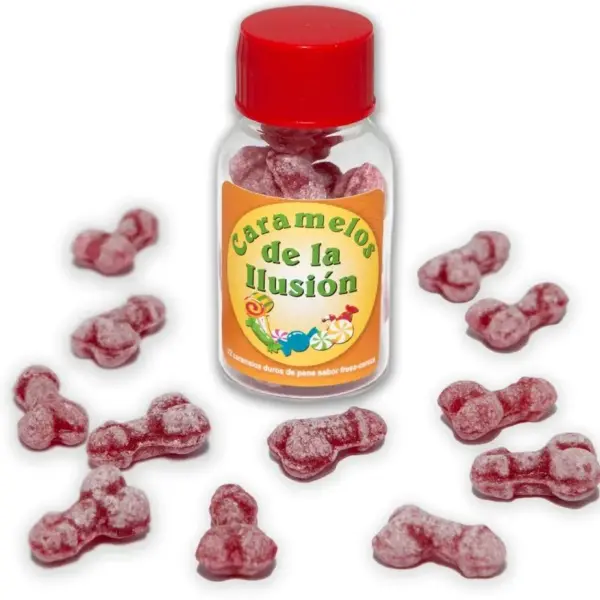 DIABLO PICANTE - 12 PENISVORMIGE ILLUSIE SNOEPJES AARDBEI/KERS