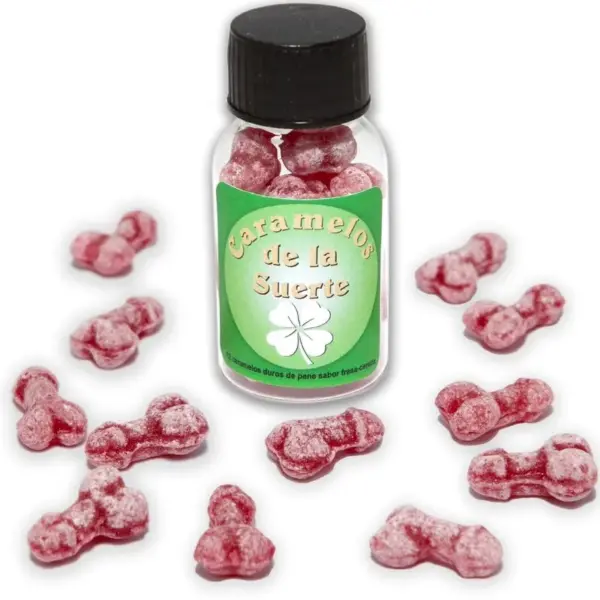 DIABLO PICANTE - 12 PENISVORMIGE GELUKSNOEPJES AARDBEI/KERS