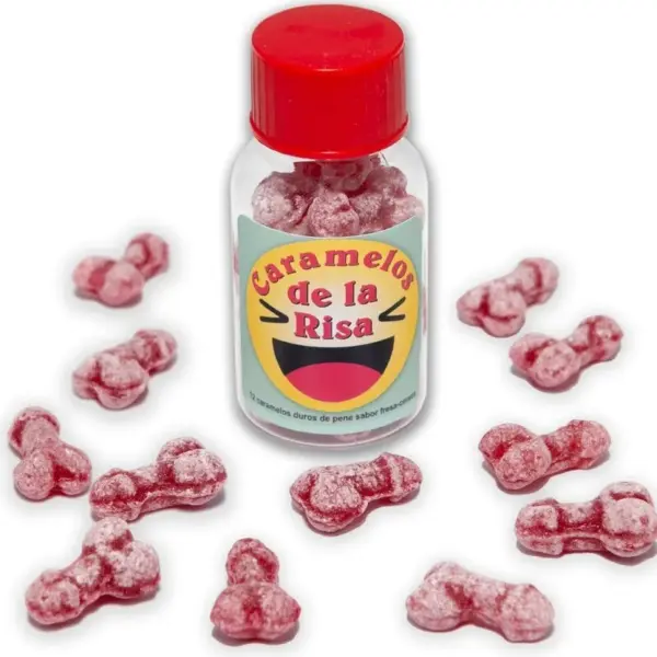 DIABLO PICANTE - 12 PENISVORMIGE LACHENDE SNOEPJES AARDBEI/KERS