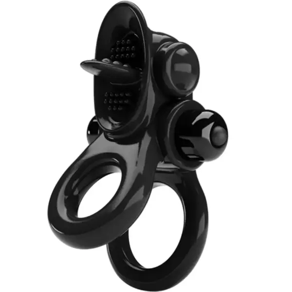 PRETTY LOVE - PASSIONATE RING DUBBELE VIBRATIE RING + CLITORIS STIMULATOR ZWART