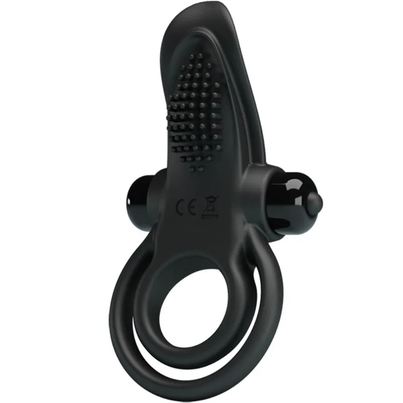 PRETTY LOVE - DUBBELE VIBRATIERING + CLITORIS STIMULATOR 10 VIBRATIES ZWART