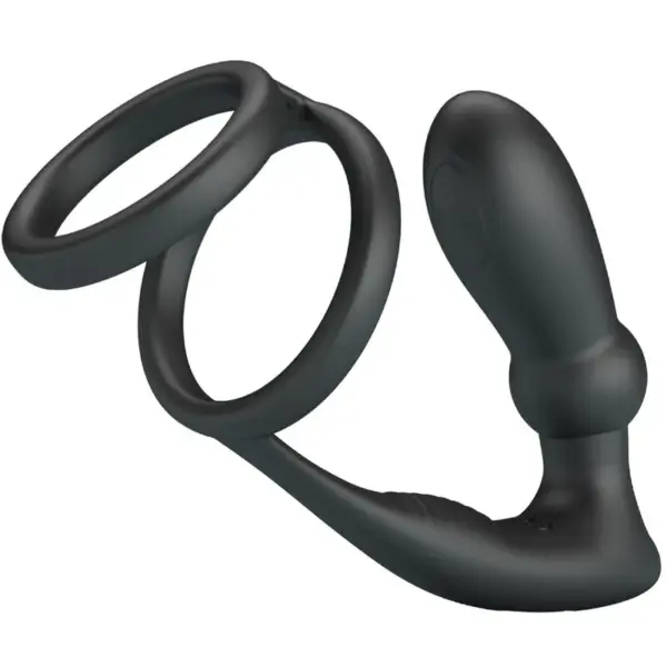 PRETTY LOVE - EMONI PENIS RING + ANAAL PLUG 12 VIBRATIES ZWART
