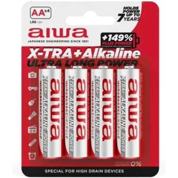 AIWA - X-TRA ALKALINE AA LR6 ALKALINE BATTERIJ BLISTER*4