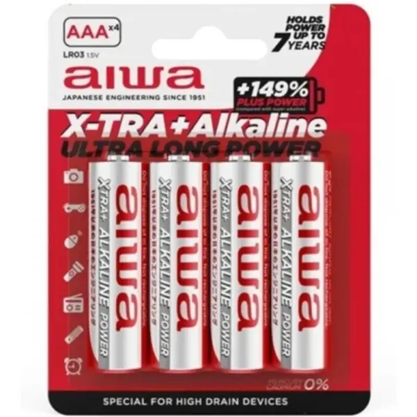AIWA - X-TRA ALKALINE AAA ALKALINE BATTERIJ LR03 BLISTER*4