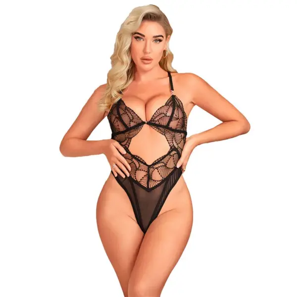 SUBBLIME - 955229 ZWARTE KANTEN TRANSPARANTE BODYSUIT L/XL